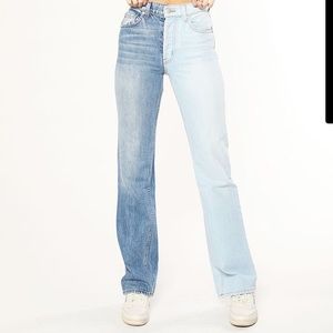 Revice Denim High Rose Straight Leg Two-Toned Jeans 28